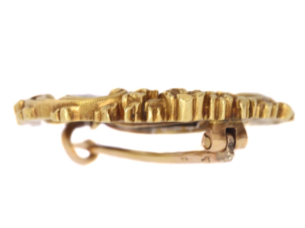 Antique Art Nouveau French Enamelled Swan on Diamond Lake Brooch