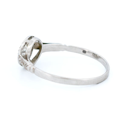 Vintage 14 Carat White Gold Diamond Halo Cluster Ring, 0.25 Carat