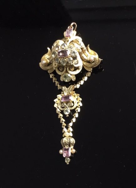 Antique Georgian Gem Set Brooch Pendant in High Carat Gold