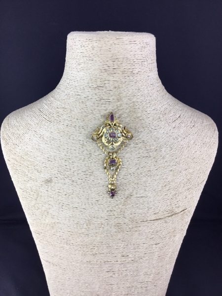 Antique Georgian Gem Set Brooch Pendant in High Carat Gold