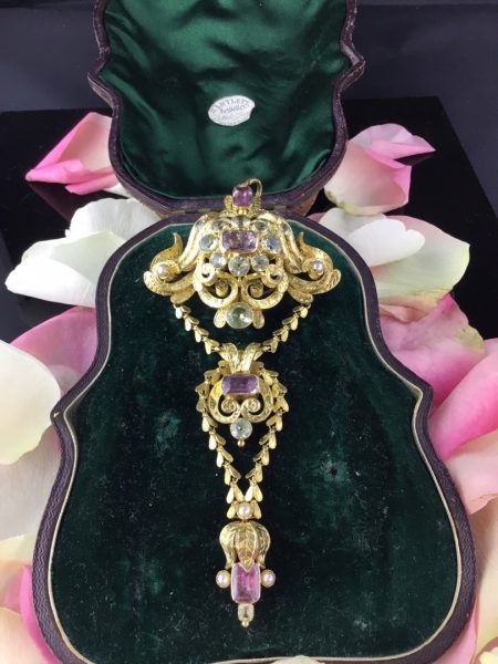 Antique Georgian Gem Set Brooch Pendant in High Carat Gold