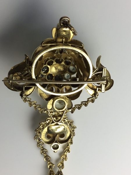 Antique Georgian Gem Set Brooch Pendant in High Carat Gold