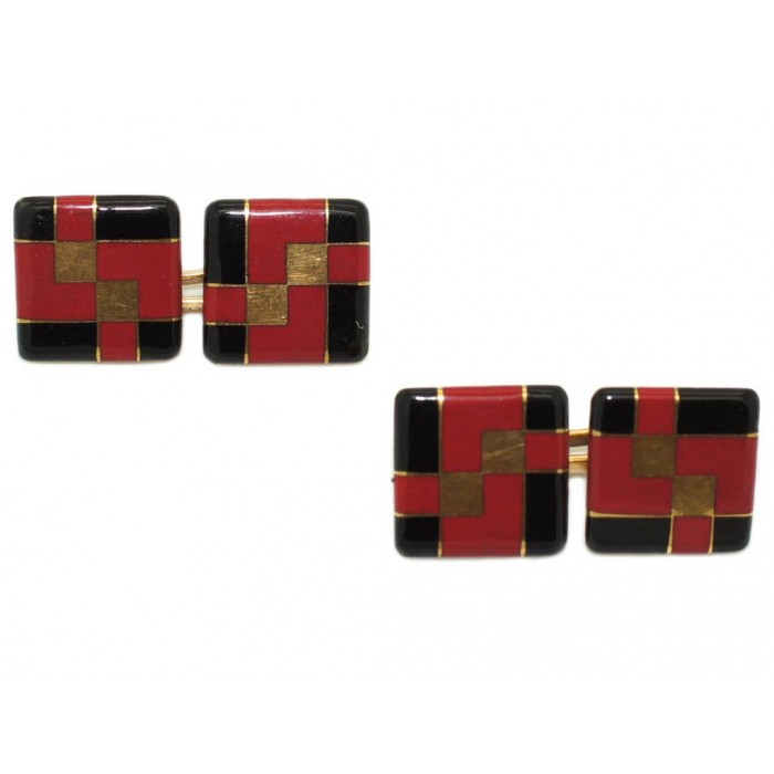Antique Art Deco Tiffany and Co. Enamel Cufflinks
