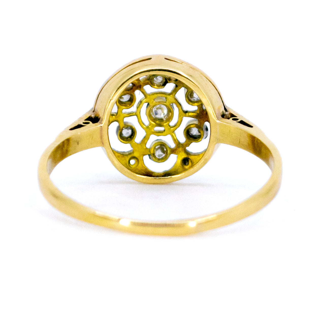 Art Deco 14 Carat Yellow and White Gold Old Mine and Rose-Cut Diamond Ring