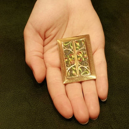 Antique Art Nouveau Plique à Jour Enamel Stained Glass Window Earrings