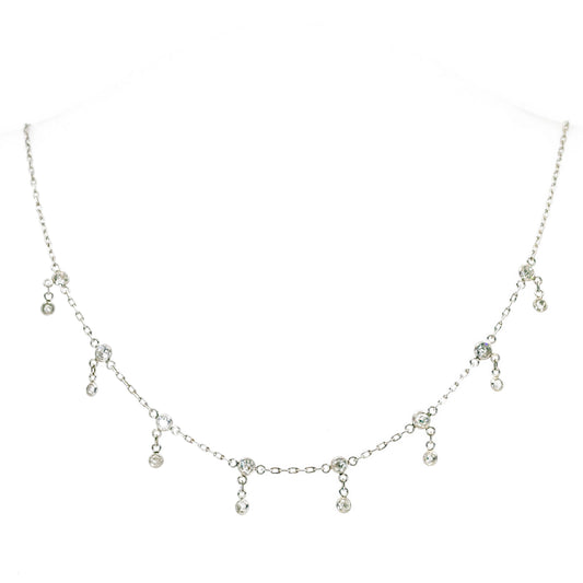 Old Mine Cut Diamond Platinum Festoon Fringe Necklace in Platinum