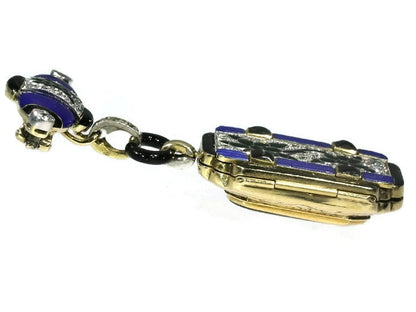 Antique Art Deco Diamond Set Blue Enamel Ladies Watch