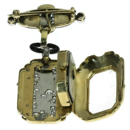 Antique Art Deco Diamond Set Blue Enamel Ladies Watch