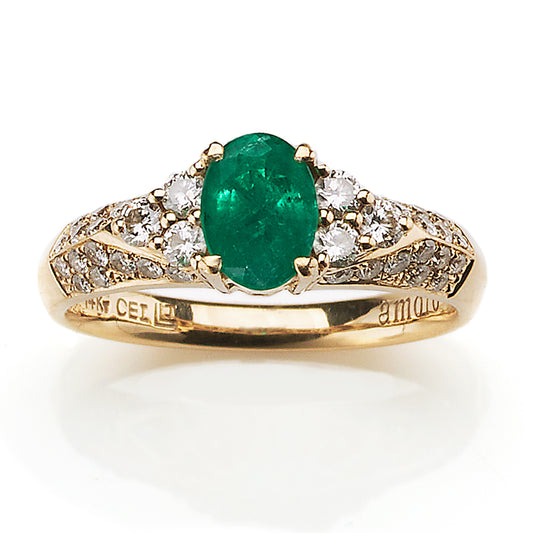 Oval Emerald and Diamond Ring