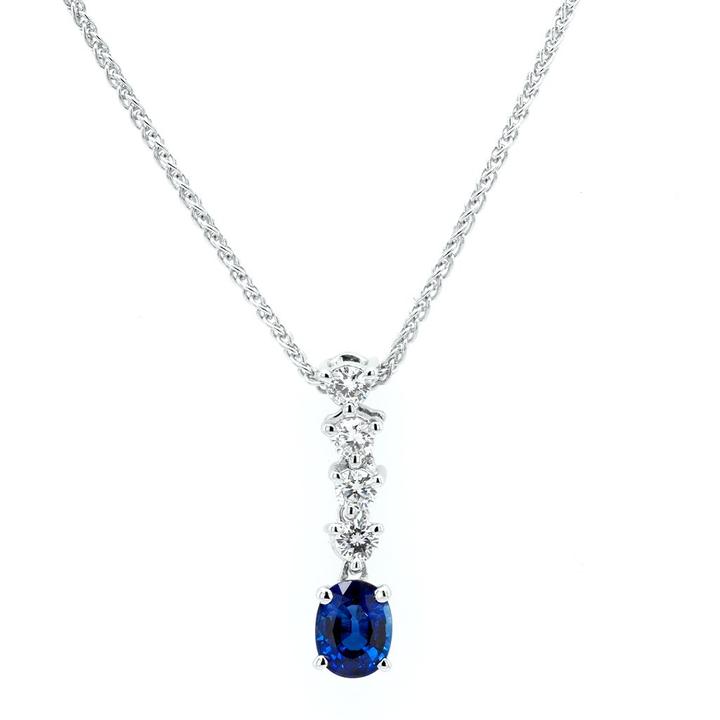 0.41ct Oval Sapphire and Diamond Drop Pendant