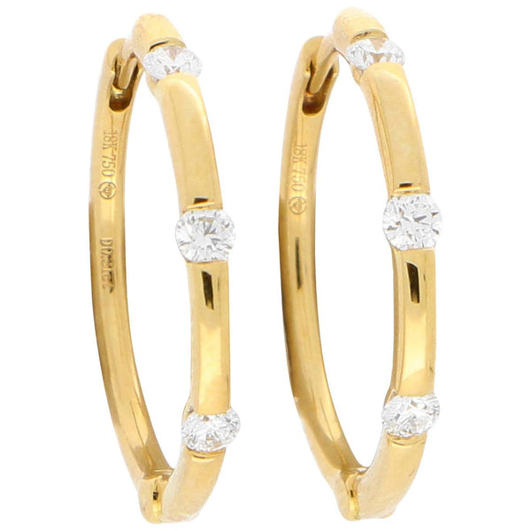 18ct Yellow Gold Hoop Earrings with Diamonds