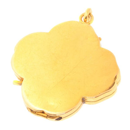 Antique Art Nouveau Four Leaf Clover Portrait Locket, 18ct Yellow Gold