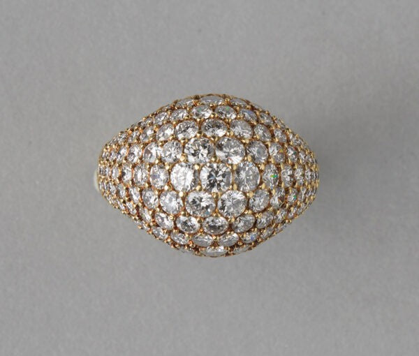 Cartier Vintage Kurt Wayne 3.5ct Diamond Bombe Ring, in 18ct yellow gold; pavé set with brilliant cut diamonds, Signed and numbered, Circa 1980