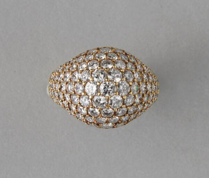 Cartier Vintage Kurt Wayne 3.5ct Diamond Bombe Ring, in 18ct yellow gold; pavé set with brilliant cut diamonds, Signed and numbered, Circa 1980
