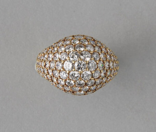 Cartier Vintage Kurt Wayne 3.5ct Diamond Bombe Ring, in 18ct yellow gold; pavé set with brilliant cut diamonds, Signed and numbered, Circa 1980