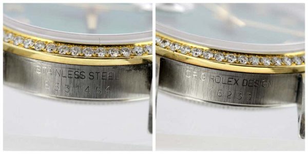 Vintage Rolex DateJust Green Dial and Diamond Set Two-Tone Wristwatch 16233