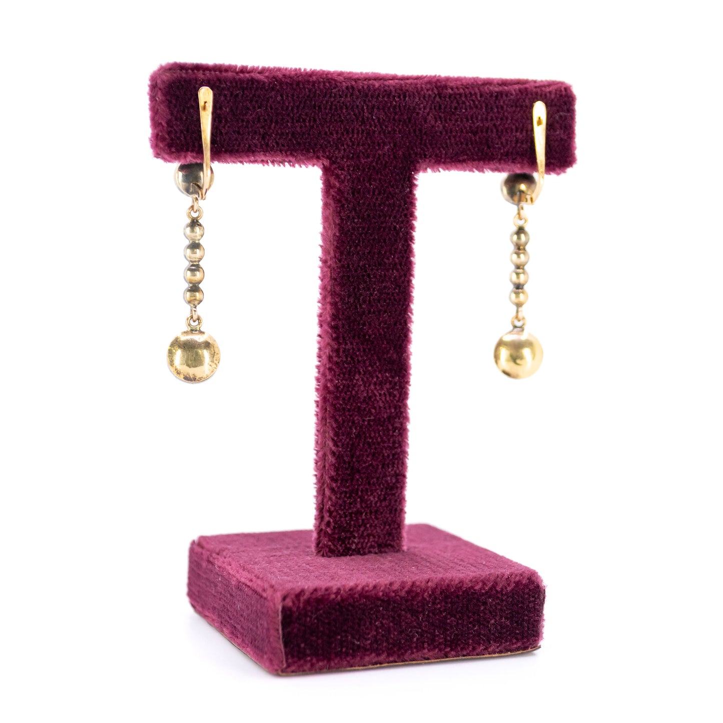 Victorian 14 Carat Yellow Gold Garnet Drop Earrings, 6.00 Carats