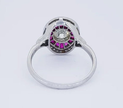 0.89ct Diamond and Ruby Oval Cluster Dress Ring, 18ct Gold