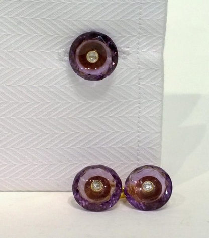 Antique Amethyst and Diamond Cufflinks, Circa 1910