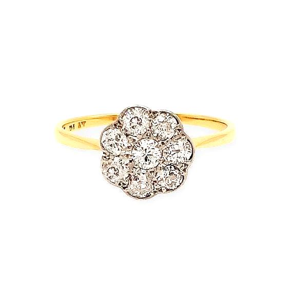 Vintage 1930's Diamond Daisy Cluster Ring, 0.85 carats