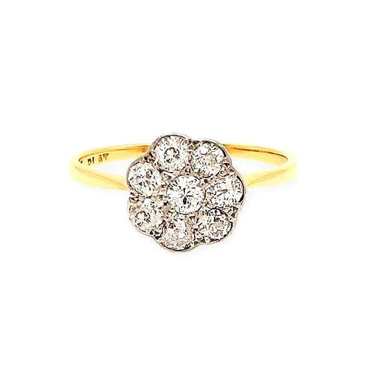 Vintage 1930's Diamond Daisy Cluster Ring, 0.85 carats