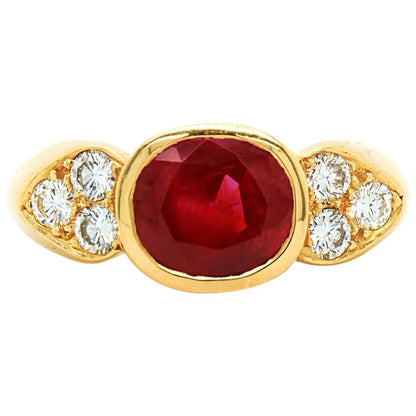 Vintage 2.65ct No Heat Burma Ruby and Diamond Ring