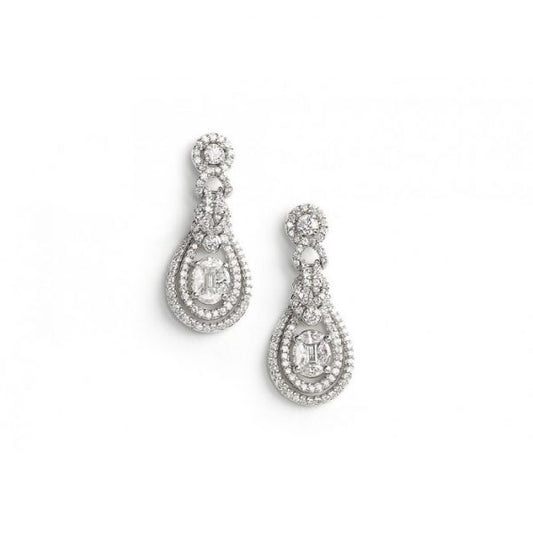 Diamond Cluster Pear Shaped Drop Earrings, 1.85 carat total