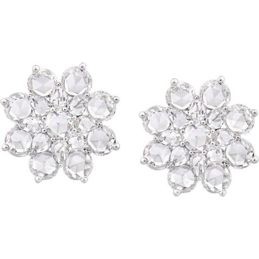 Rose cut RC flower cluster diamond studs