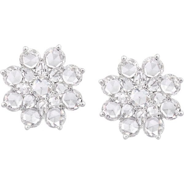 Rose cut RC flower cluster diamond studs