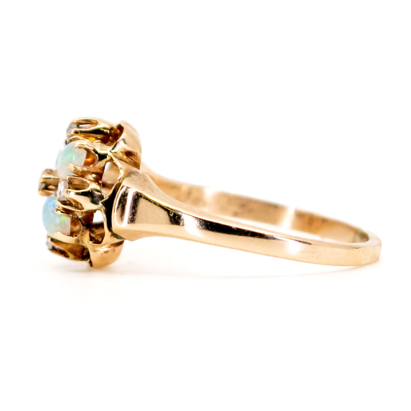 Victorian 10 Carat Yellow Gold Opal and Diamond Ring