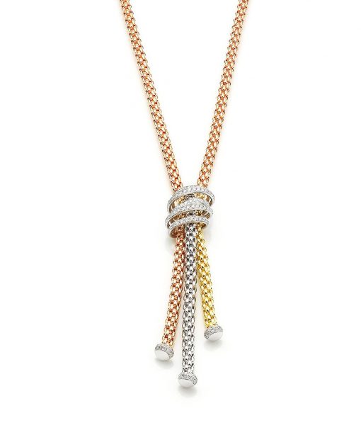 Fope 18ct Tri-Colour Gold Rope Necklace, set with Diamonds, 1.63ct