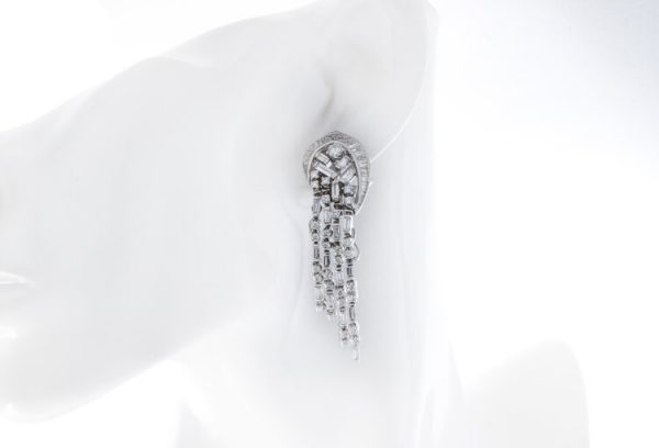 6ct Diamond Day and Evening Detachable Earrings; set with 6.00 carats of baguette-cut and round brilliant-cut diamonds, in 18ct white gold.