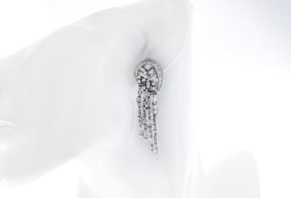 6ct Diamond Day and Evening Detachable Earrings; set with 6.00 carats of baguette-cut and round brilliant-cut diamonds, in 18ct white gold.