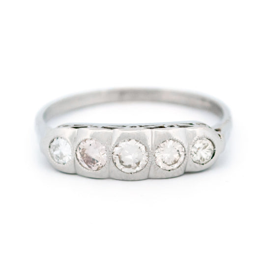 A five stone diamond ring in platinum