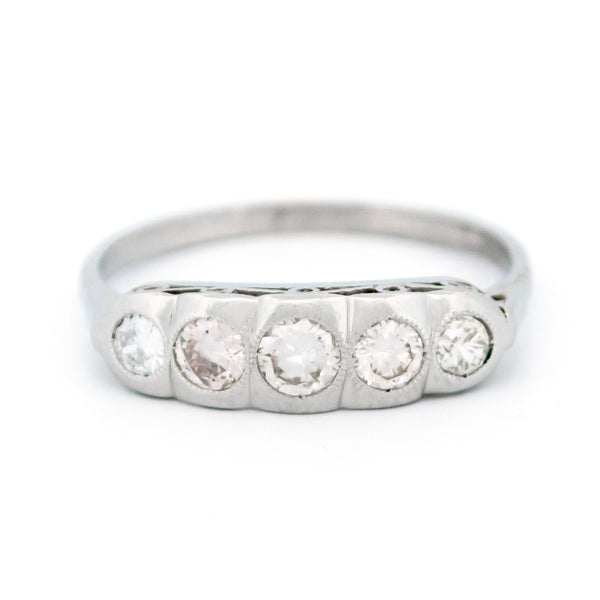 A five stone diamond ring in platinum