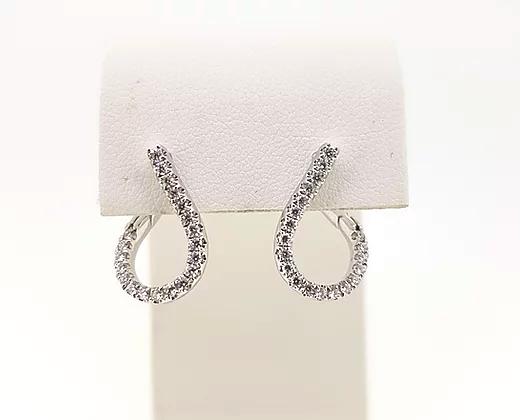 Diamond Asymmetric Hoop Earrings in 18ct White Gold