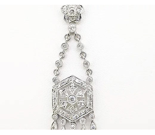 Art Deco Style Diamond Pendant, 0.76cts, in 18ct White Gold