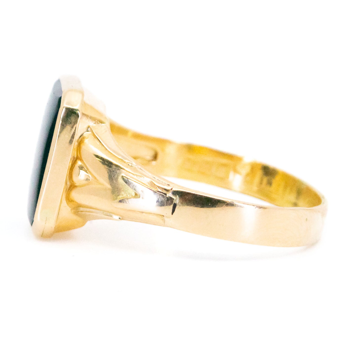 Vintage Swedish 18 Carat Yellow Gold Onyx Signet Ring, Dated 1986