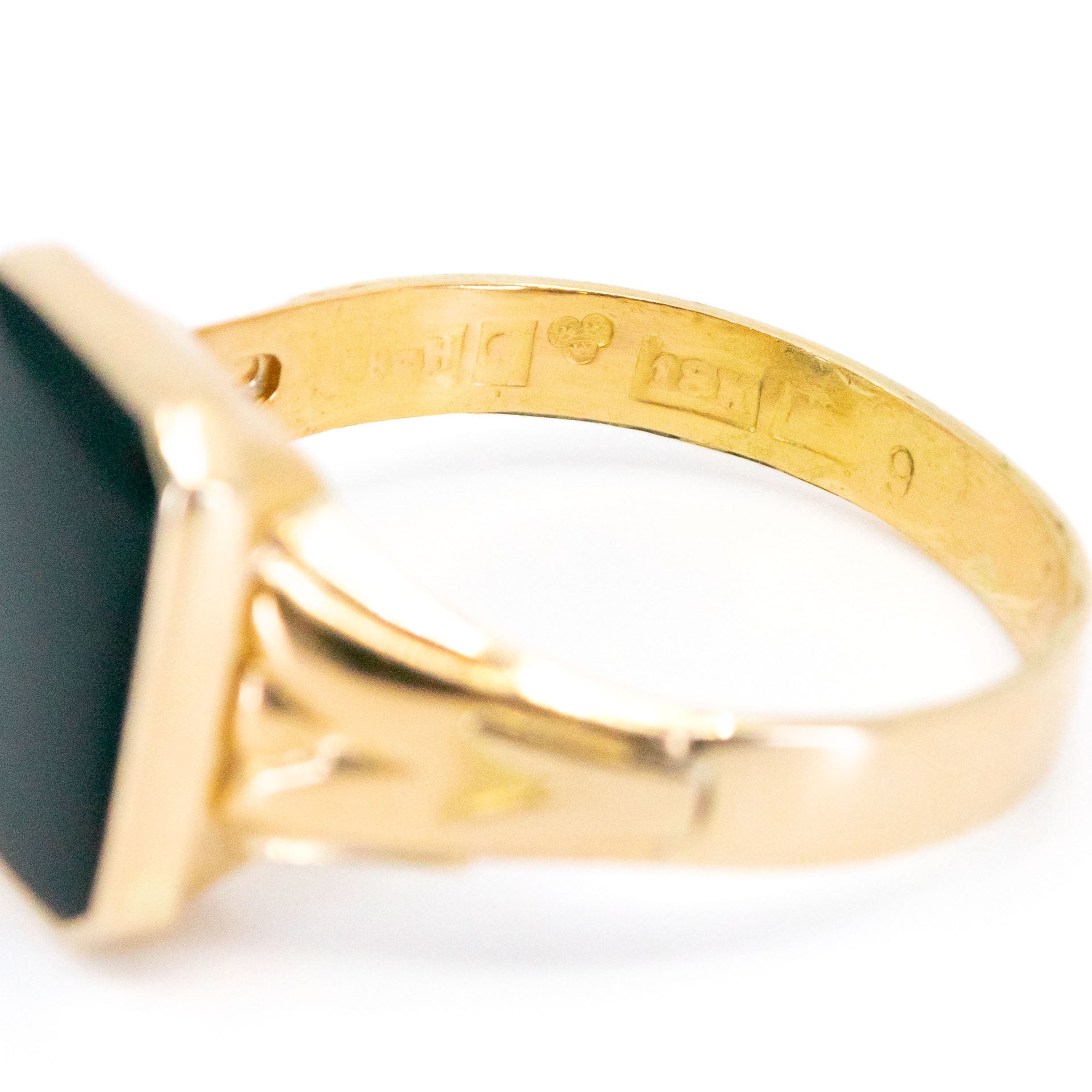 Vintage Swedish 18 Carat Yellow Gold Onyx Signet Ring, Dated 1986