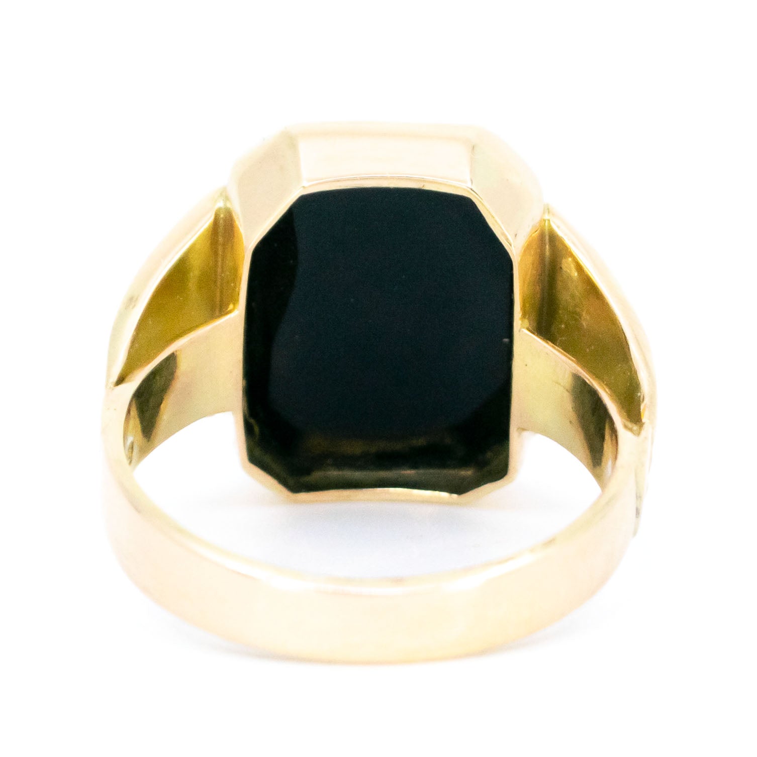 Vintage Finnish 14 Carat Yellow Gold Onyx Signet Ring, Dated 1962