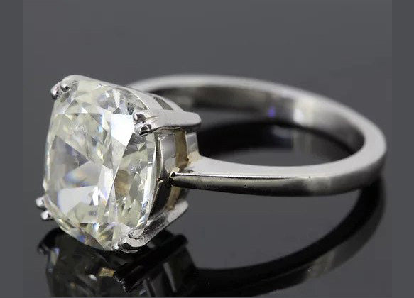 Cushion Cut 5.11 carat Diamond Solitaire Engagement Ring