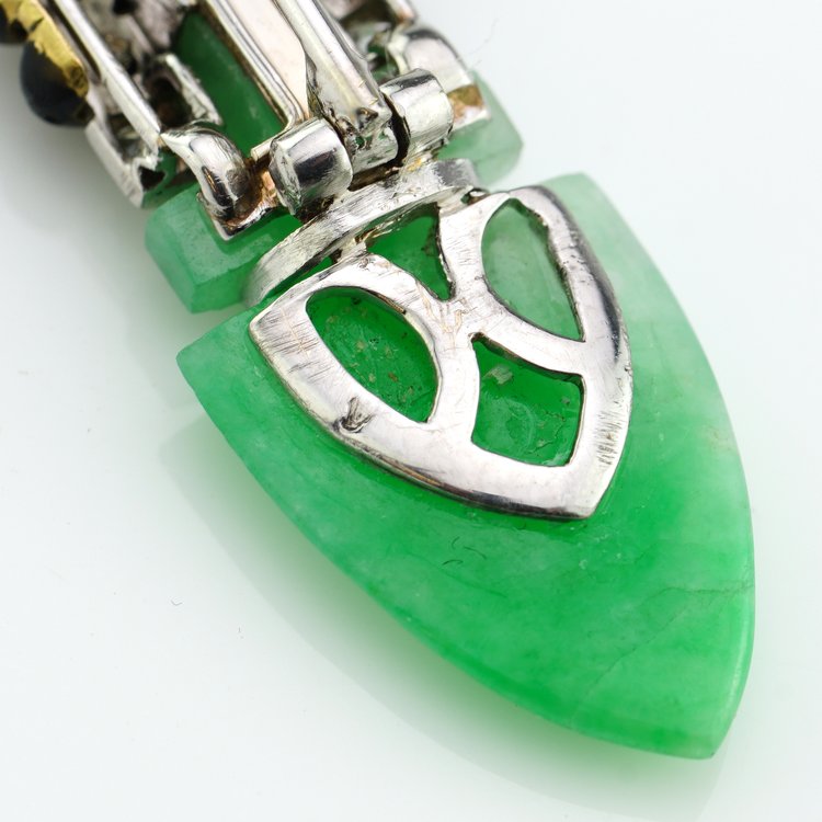 Boucheron Art Deco Jade Onyx and Diamond Brooch in Platinum