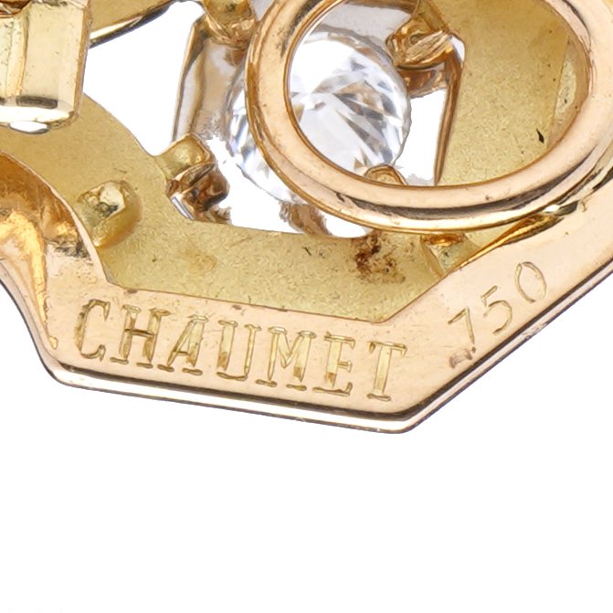 Diamond Set Vintage Chaumet 18ct Yellow Gold Clip On Earrings