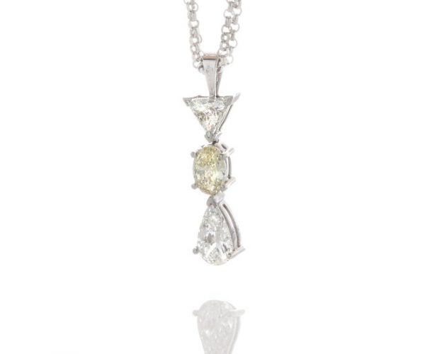 Filk Italian Fancy Yellow and Pear Cut Diamond Drop Necklace, 1.55cts
