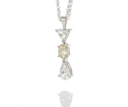 Filk Italian Fancy Yellow and Pear Cut Diamond Drop Necklace, 1.55cts