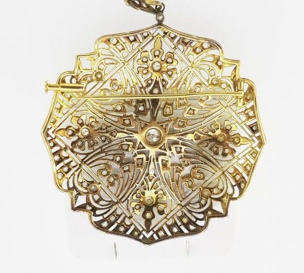 Antique Art Deco Diamond Brooch Pendant