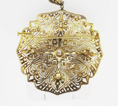 Antique Art Deco Diamond Brooch Pendant
