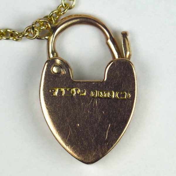 9ct Rose Gold Curb Link Bracelet with Heart Padlock Clasp