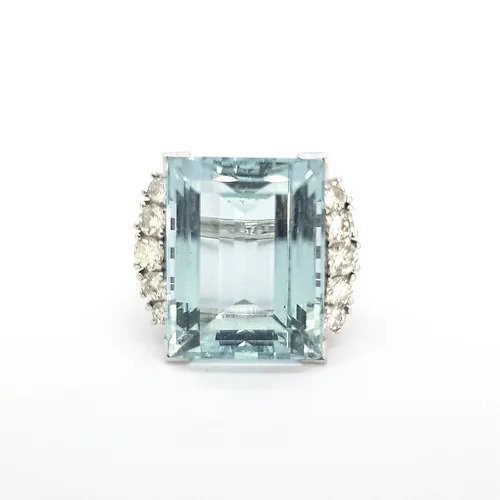 14ct Aquamarine and Diamond Dress Ring