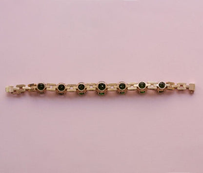 Vintage 24ct Green Tourmaline and Rose Gold Bracelet